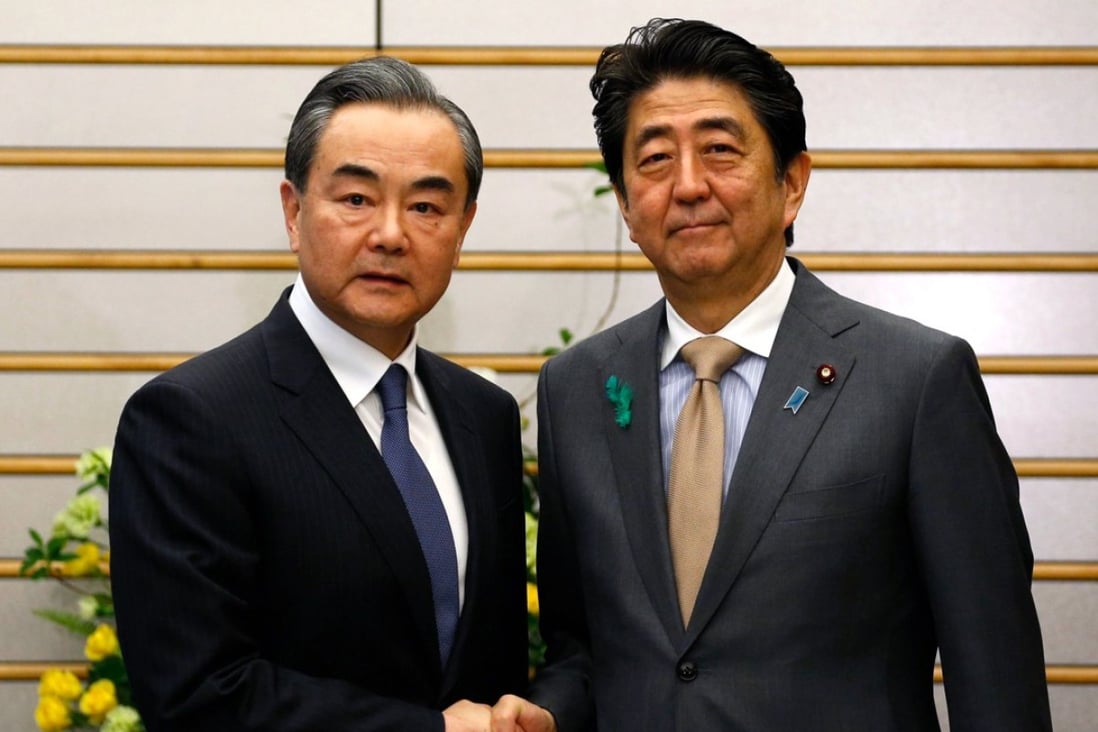 Chinese Foreign Minister Wang Yi met Japanese Prime Minister Shinzo Abe and other senior officials in Tokyo on Monday. Photo: AP