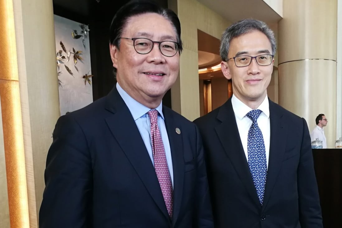 MTR Corporation chairman Frederick Ma Si-hang (left) and MTR Academy president Morris Cheung in Manila. Photo: Su Xinqi