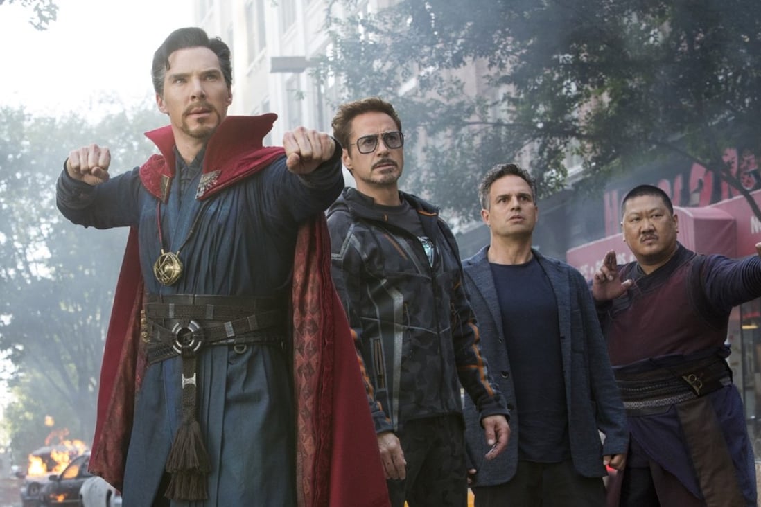 From left: Doctor Strange (Benedict Cumberbatch), Iron Man (Robert Downey Jr), Bruce Banner/Hulk (Mark Ruffalo) and Wong (Benedict Wong) in Avengers: Infinity War.