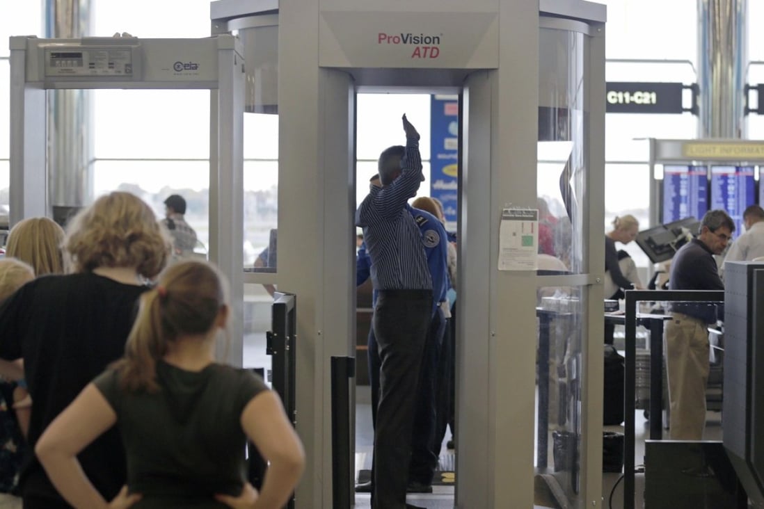 The Chinese security system works in a similar way to full-body scanners used in US airports, like this one at Boston’s Logan airport. Photo: AP