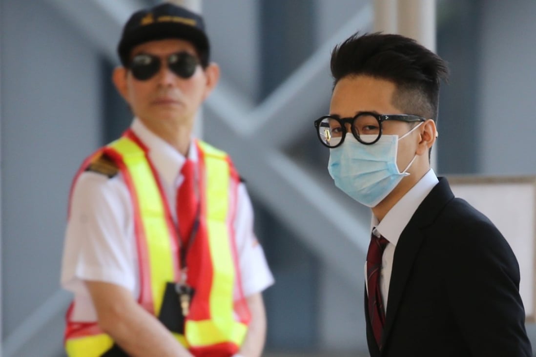 Mo Jia-tao arrives at the West Kowloon Court on May 2. He was one of nine men found guilty over the 2016 Mong Kok riots. Photo: Dickson Lee