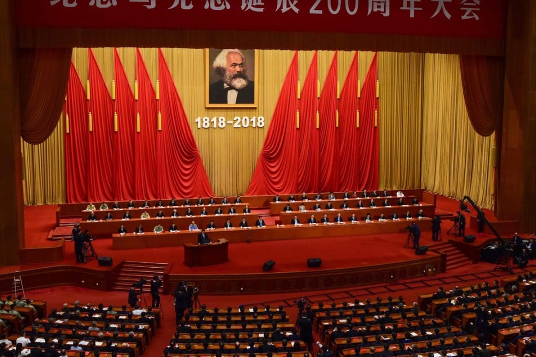 Xi Jinping marked the 200th anniversary of Marx’s birth with a speech in the Great Hall of the People in Beijing. Photo: AFP