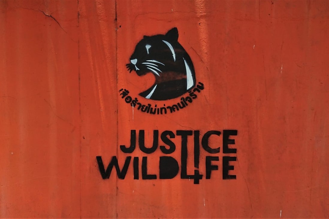 An artwork in central Bangkok calls for justice for wildlife in Thailand. Photo: Tibor Krausz
