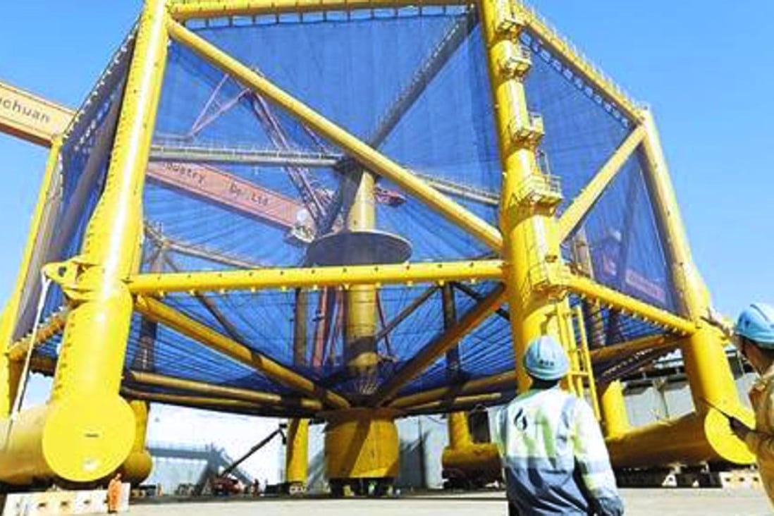 Deep Blue No 1 deep-sea cage will be deployed off the coast of Shandong province to farm salmon. Photo: Guancha.cn