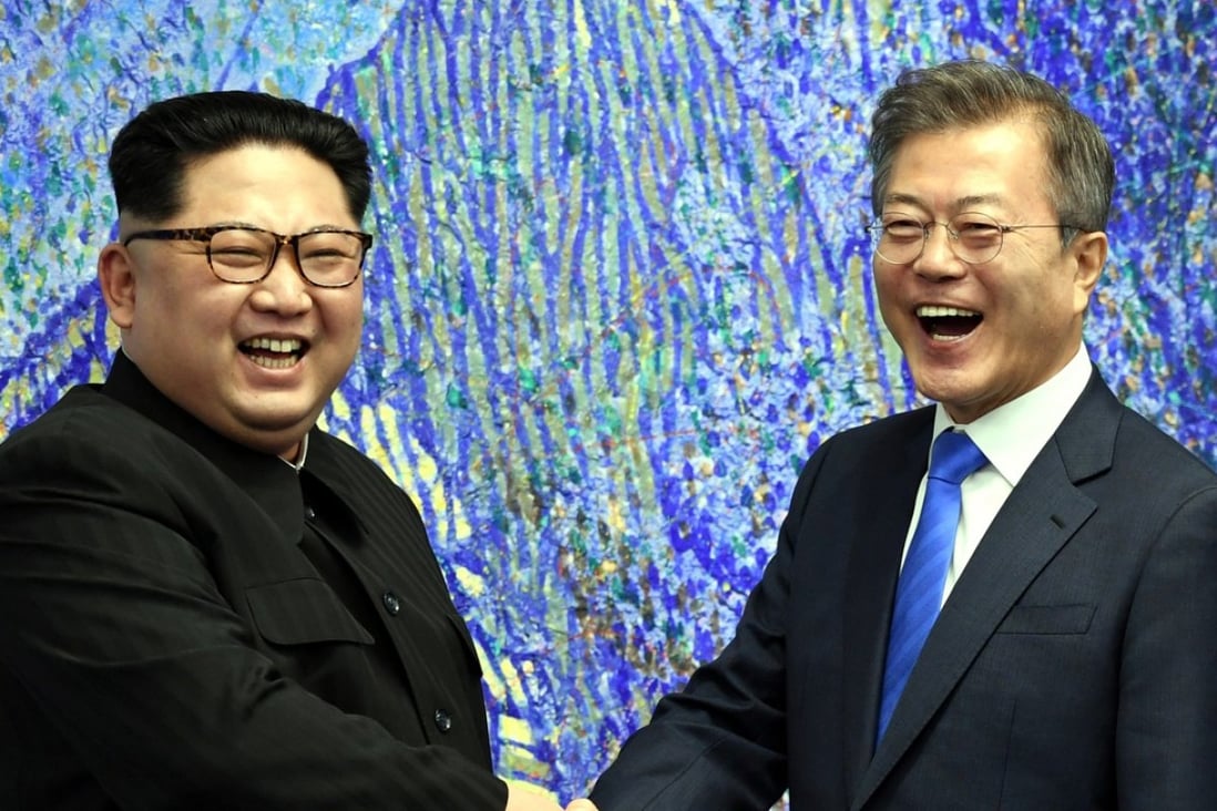President Moon Jae-in gave the North Korean leader an economic blueprint at their summit last month in Panmunjom. Photo: Inter-Korean Summit Press Corps/ AFLO/ Zuma Press/ TNS