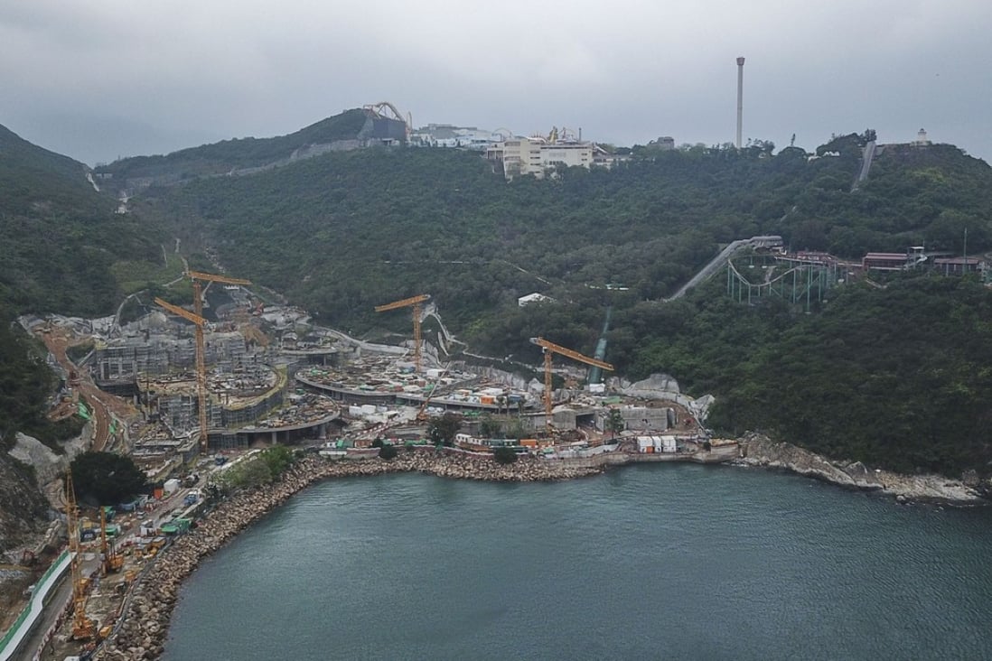 An aerial view of the Ocean Park construction site in Wong Chuk Hang. Photo: Roy Issa