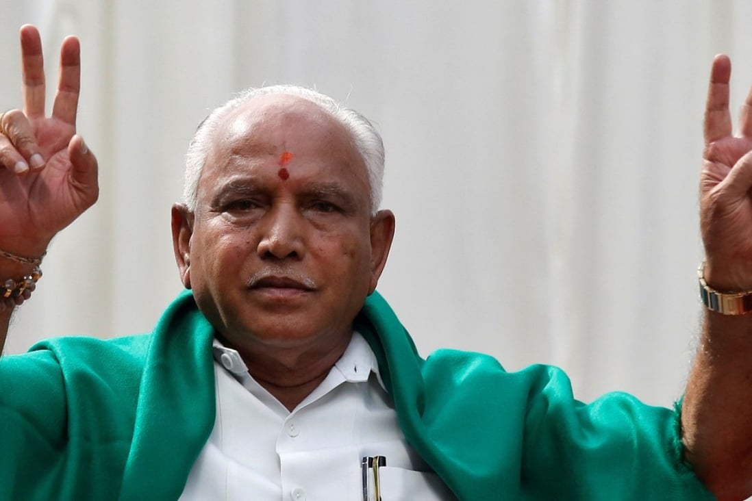 B. S. Yeddyurappa after taking oath as chief minister of the southern state of Karnataka. Photo: Reuters