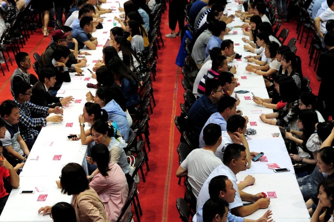 Speed daters chatting during a matchmaking event in Hangzhou. Photo: AFP