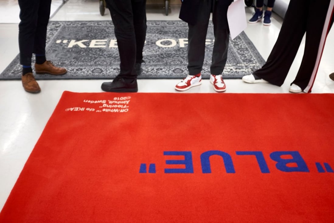 One of the carpets created by Virgil Abloh, the Off-White founder and designer, in collaboration with furniture and home accessories retailer Ikea, aims at design-focused millennial shoppers.