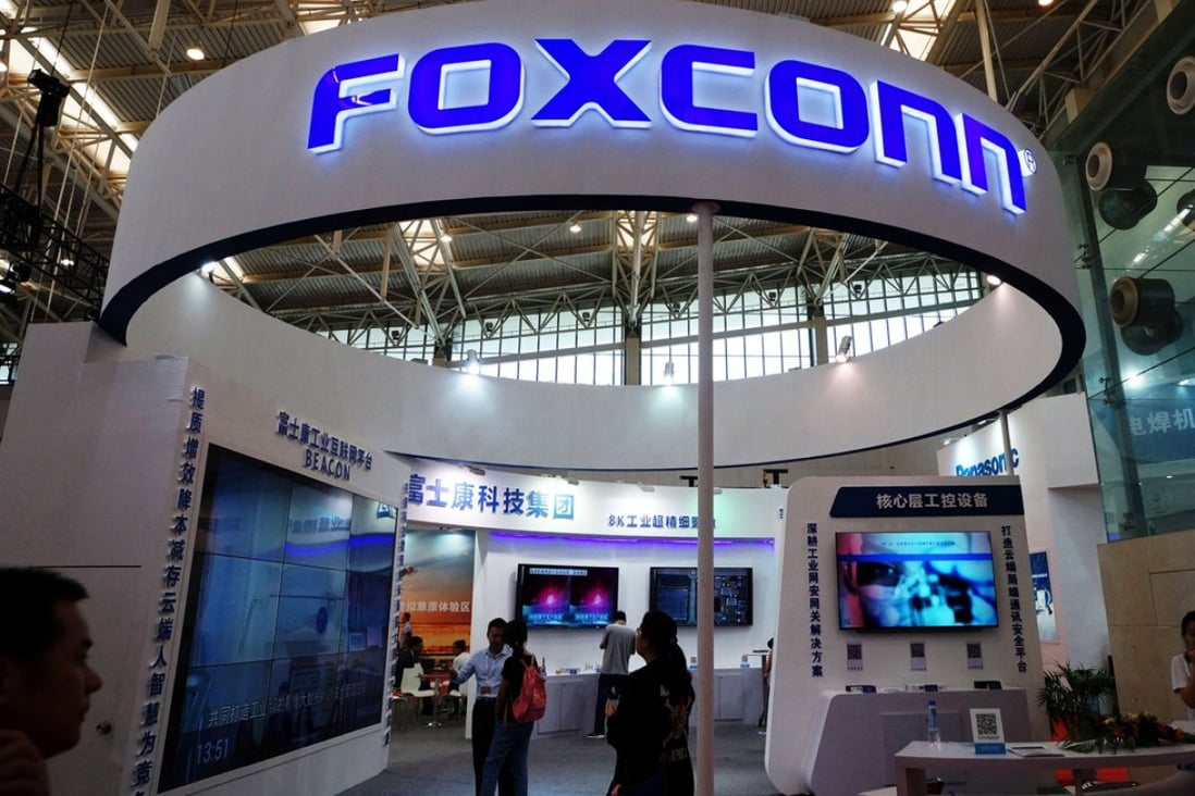 A Foxconn booth at the World Intelligence Congress in Tianjin, China. The electronics maker’s Foxconn Industrial Internet unit aims to raise US$4.3 billion in its initial public offering. Photo: Reuters