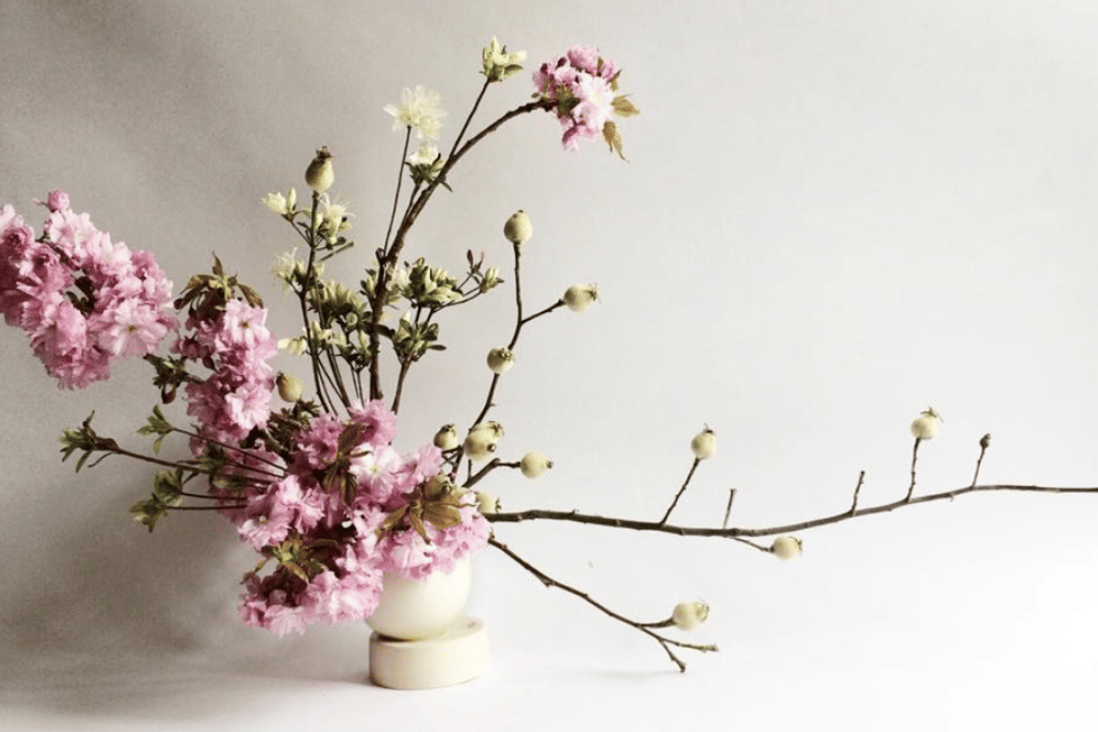 An Ikebana-inspired floral arrangement by florist Taylor Patterson.