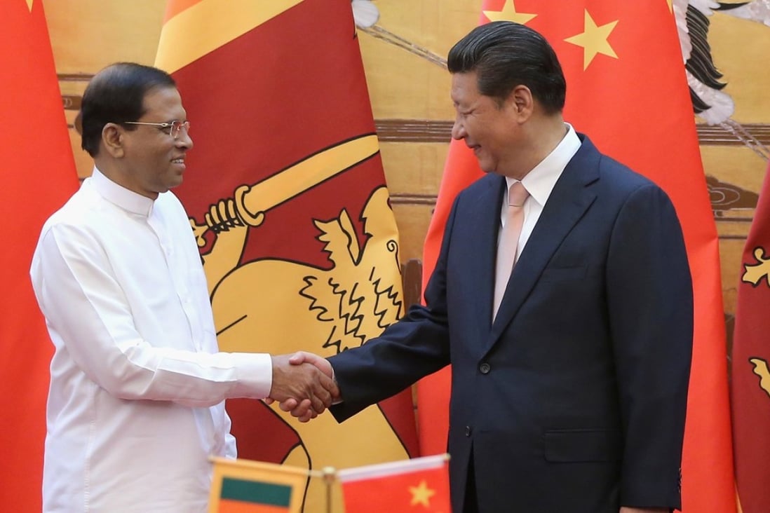 Sri Lankan President Maithripala Sirisena meets Chinese President Xi Jinping meets in Beijing. Photo: AFP