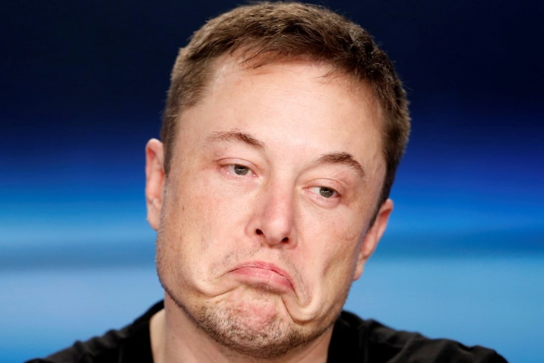 Elon Musk pauses at a press conference following the first launch of a SpaceX Falcon Heavy rocket at the Kennedy Space Center in Cape Canaveral, Florida, in February. Photo: Reuters