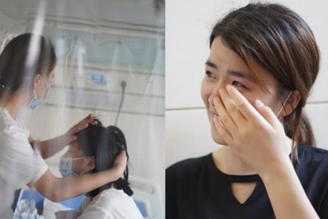 Cui Qiao (right) and pictured with her sister Cui Xiao in hospital. Photo: Zjknews.com
