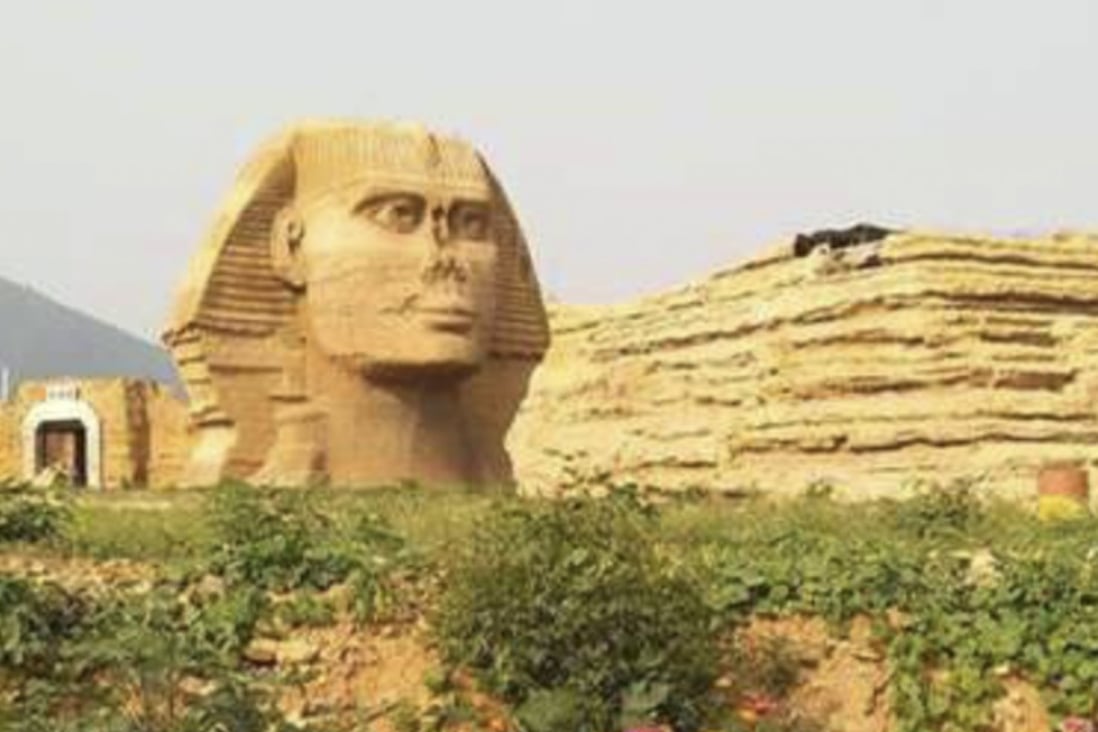 A massive replica of the Great Sphinx of Giza has reappeared in northern China, two years after authorities in Egypt appealed for it to be torn down. Photo: News.163.com