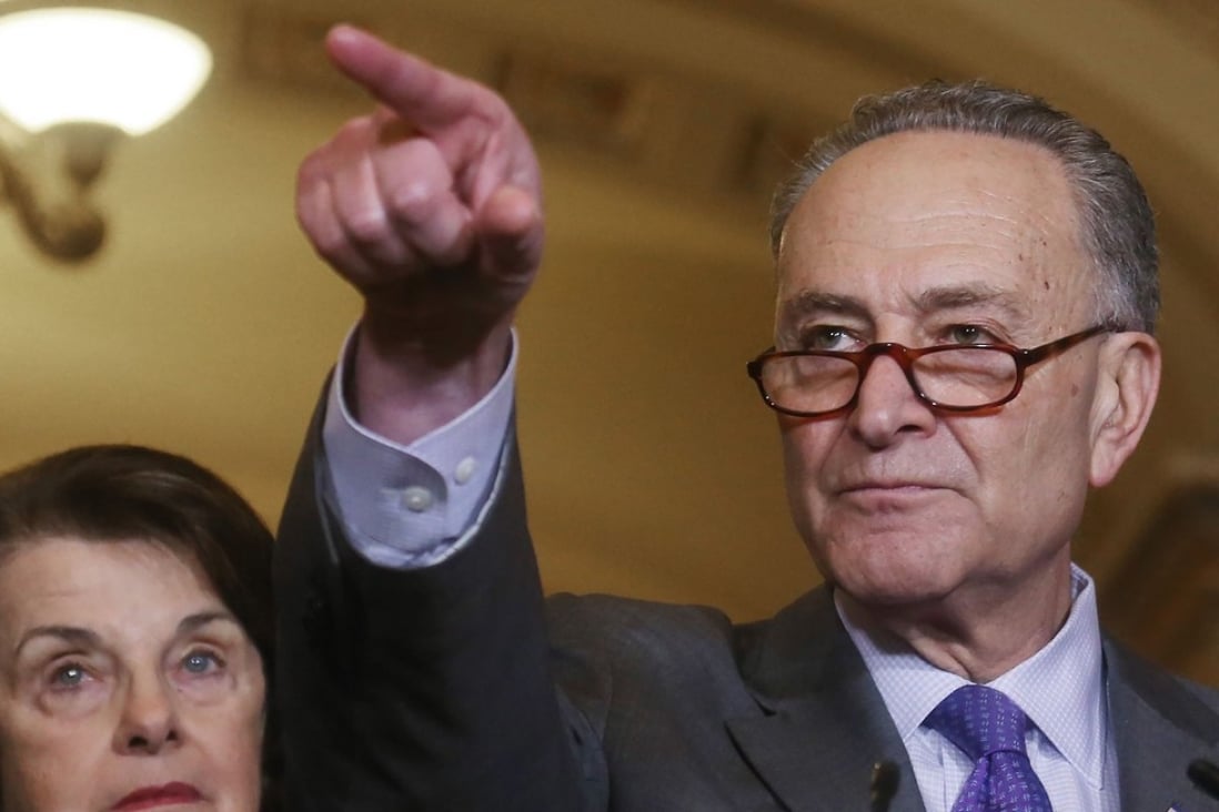 Senate Minority Leader Chuck Schumer (pictured in May), a Democrat from New York, is one of several lawmakers from both sides of the aisle who are trying to reverse Donald Trump’s ZTE deal. Photo: Getty Images via AFP