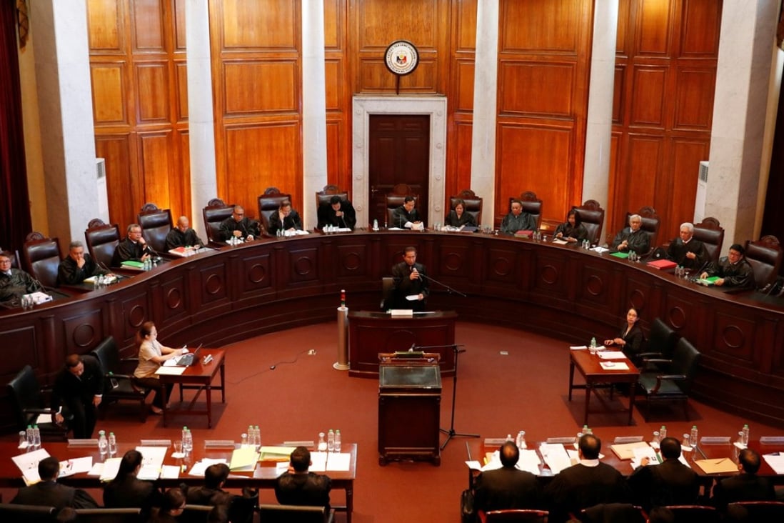 Philippine Justices take part in an en-banc session at the Supreme Court in Manila, Philippines on June 19, 2018. Photo: Reuters