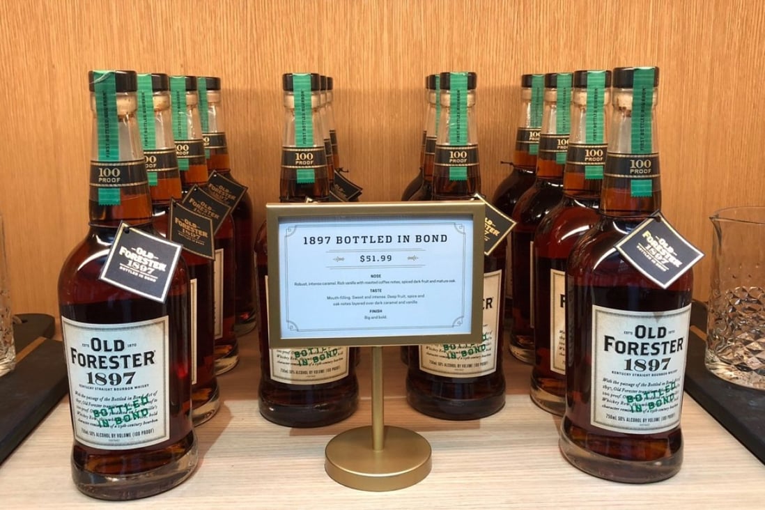 Bourbon on display at Old Forester Distilling Co in Louisville, Kentucky. Photo: AP