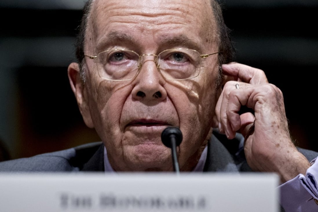 US Commerce Secretary Wilbur Ross at a Senate Finance Committee hearing on Wednesday was asked for his department’s appraisal of the national security risk posed by ZTE, the Chinese telecoms giant. Photo: Bloomberg
