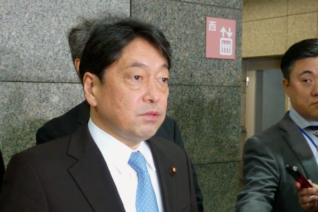 Japanese Defence Minister Itsunori Onodera, shown in January, travelled to two prefectures on Friday to build local support for installation of land-based missile shields to protect against attacks from North Korea. Photo: Kyodo