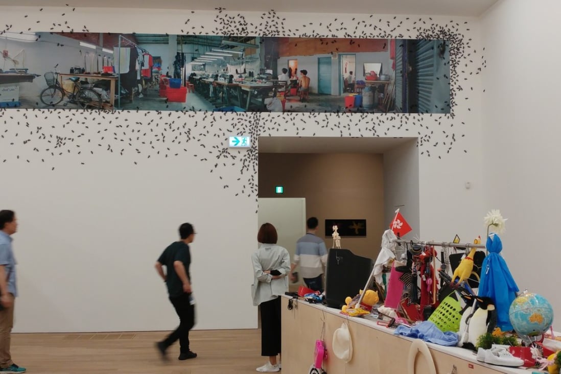 Collective LH02’s Killing 3000 (2018) and Liang Juhui’s Construction of a Place and Ants (1998), part of the Tai Kwun Contemporary art gallery's inaugural exhibition, “Dismantling The Scaffold”.