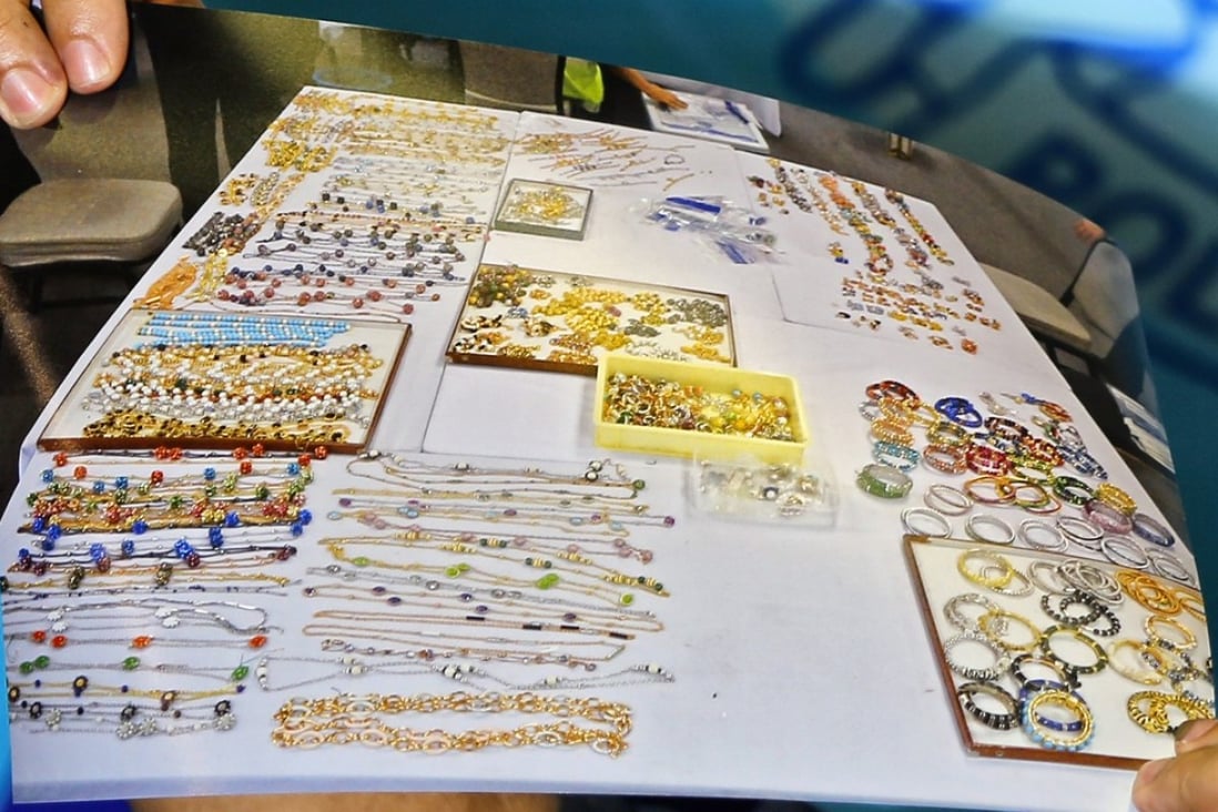Police said the items comprise 12,000 pieces of jewellery, 567 handbags, 423 watches and 234 sunglasses. Photo: EPA