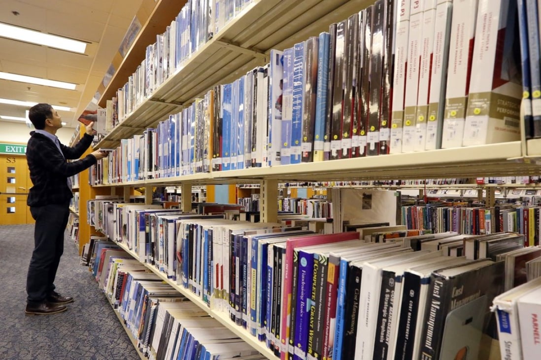 Inside the Hong Kong Central Library in Causeway Bay. The Home Affairs Bureau said its Collection Development Meeting of library professionals had decided to remove 10 children’s books to the closed stacks in the city’s public libraries, in response to complaints from the Family School Sexual Orientation Discrimination Ordinance Concern Group. Photo: Felix Wong