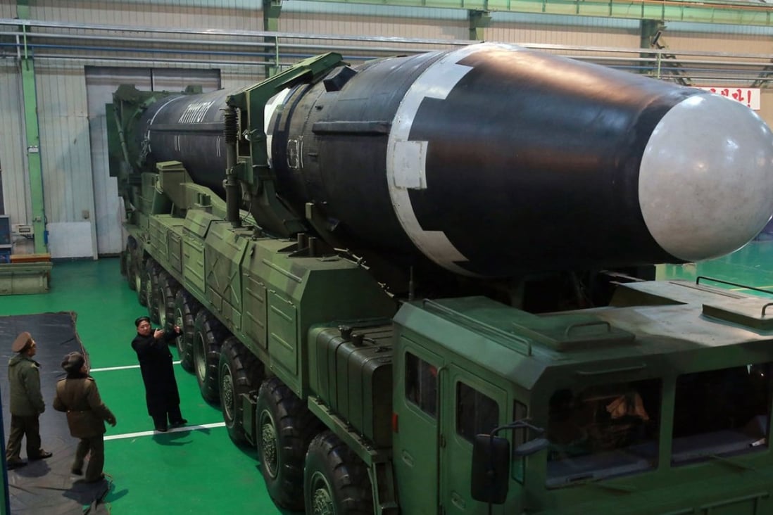 Kim Jong-un inspects a Hwasong-15 intercontinental ballistic missile in November. There are concerns Pyongyang’s efforts to denuclearise may slow down. Photo: AP/KCNA