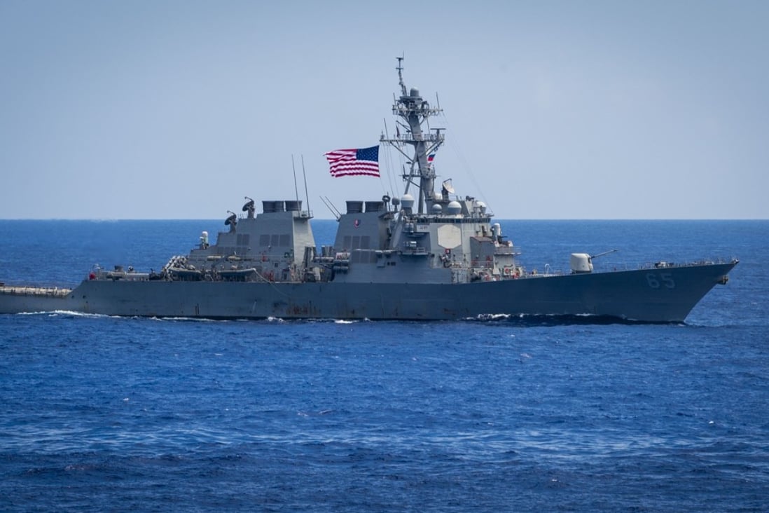 US officials said the destroyers USS Benfold (pictured) and USS Mustin carried out the passage. Photo: US Navy