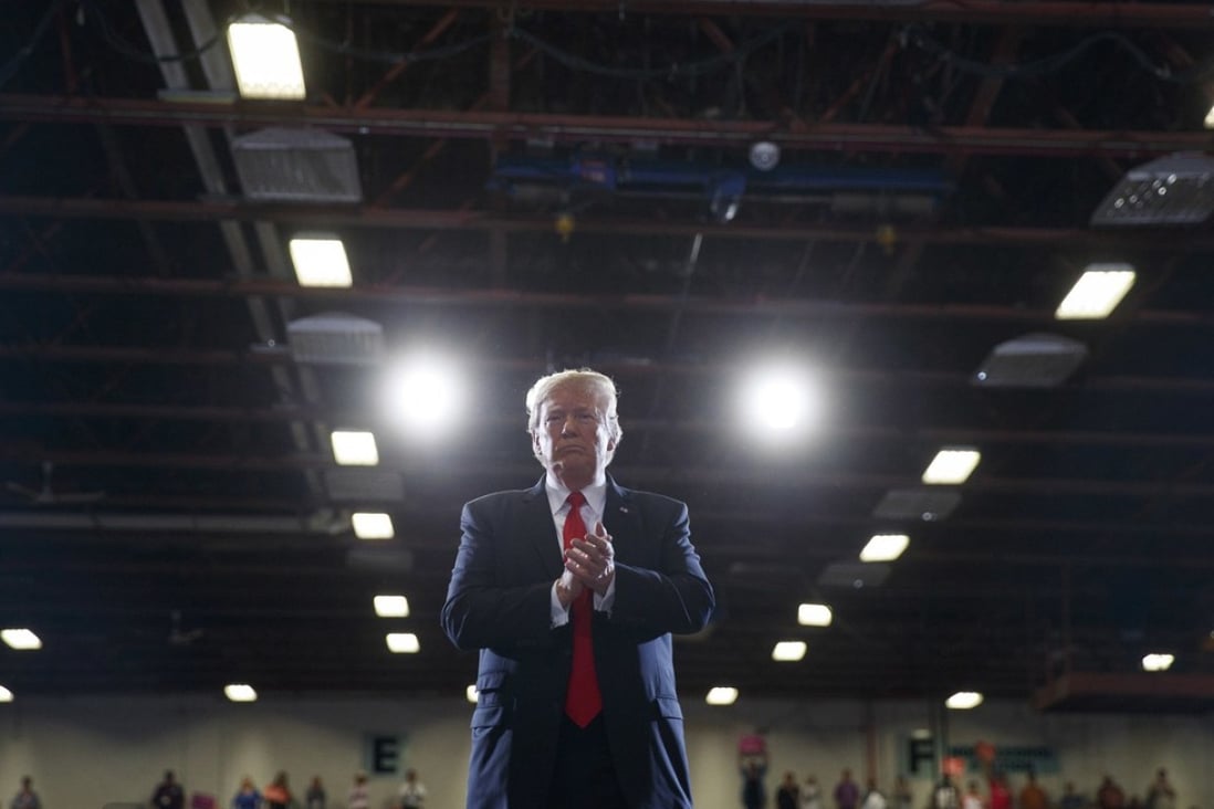 US President Donald Trump leaves the stage after speaking at a rally in Great Falls, Montana, in support of local Congressional and Senate candidates. The full effects of Chinese retaliation on states which supported Trump, and the effects these measures will have on Trump’s support in those states, remain to be seen. Photo: AP