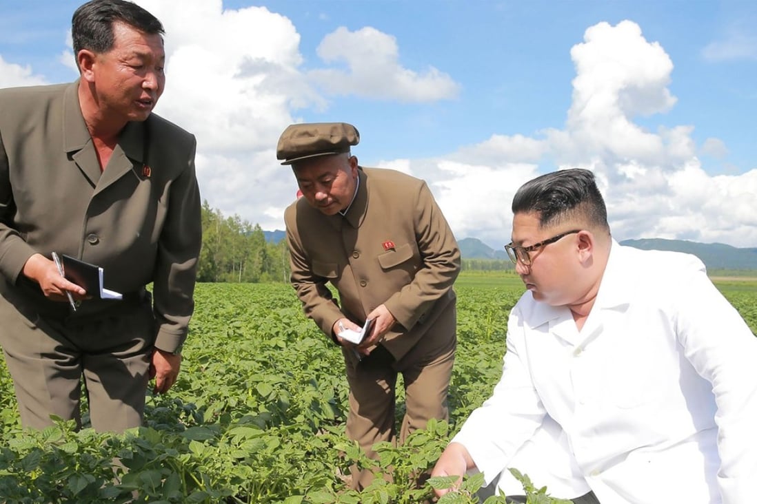 North Korean leader Kim Jong-un inspects a farm in Samjiyon County. Photo: AFP