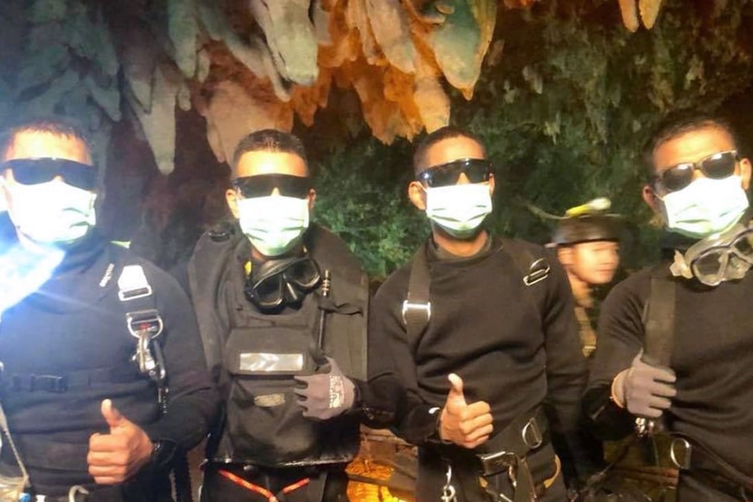 The last four Thai Navy Seals to exit the cave. Photo: AFP
