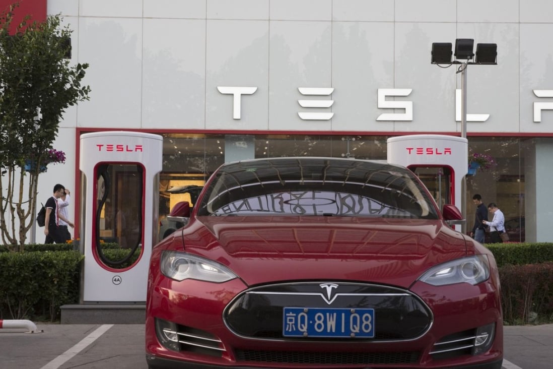 A Tesla showroom in Beijing. The company’s wholly owned plant will be the largest overseas investment ever received by Shanghai. Photo: AP