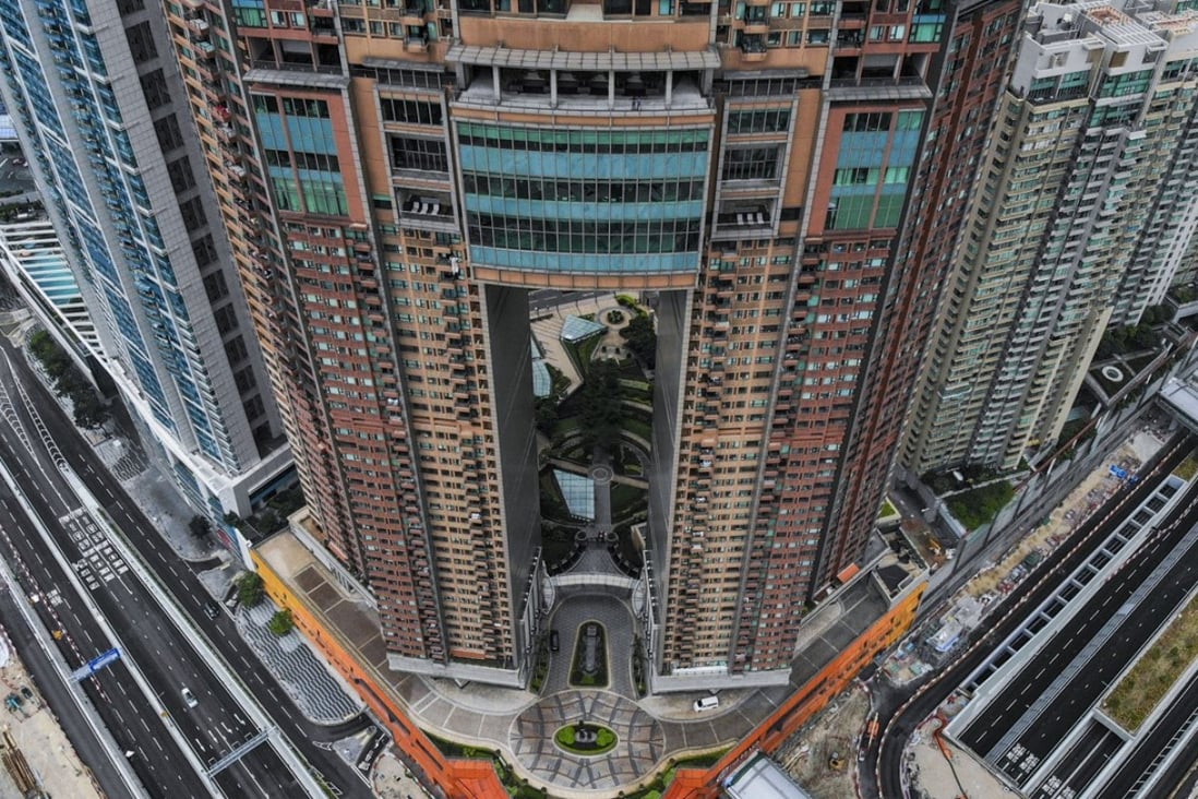 An aerial view of The Arch at Kowloon Station nearby the West Kowloon High Speed Rail Terminus. Photo: Roy Issa