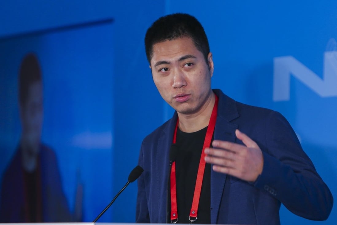 Wang Jun, founder and chief executive officer of iCarbonX, speaks during the Yabuli Youth Forum 2018 at the Jockey Club in Happy Valley. Photo: Xiaomei Chen