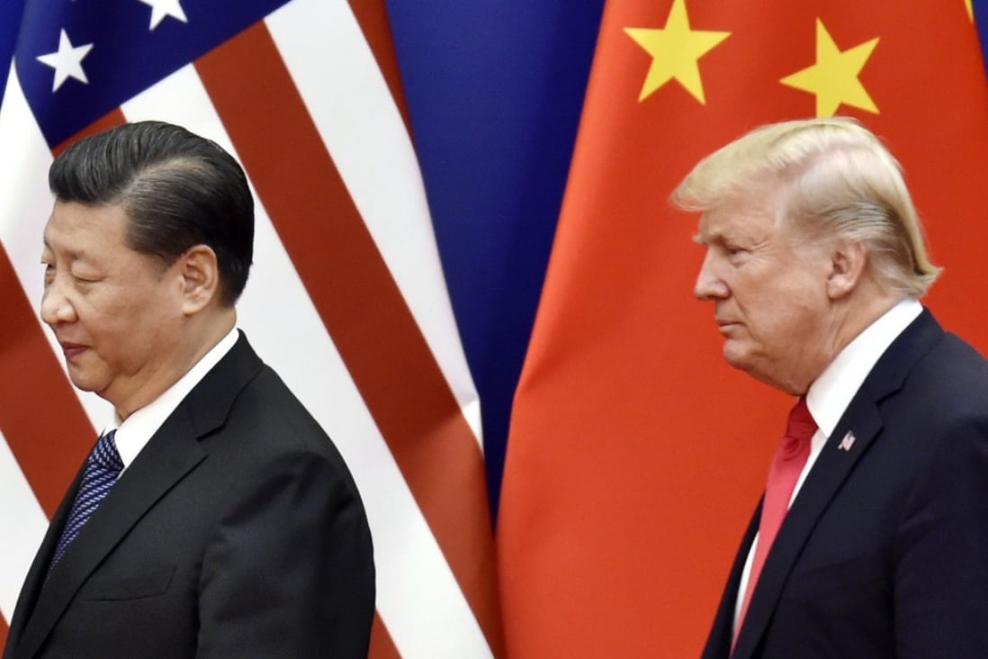 Chinese President Xi Jinping and US President Donald Trump are seen in Beijing in November 2017. Photo: Kyodo