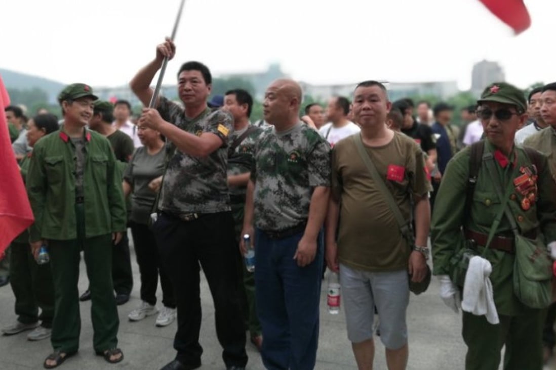 Thousands of Chinese military veterans gathered in Jiangsu province on June 23 to protest against attacks on other retired servicemen who were beaten up while trying to claim unpaid benefits. Photo: Handout