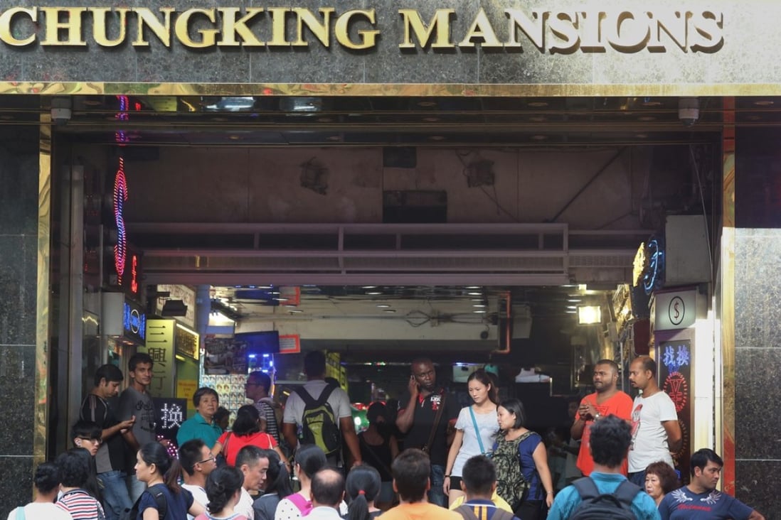 The always bustling entrance to Chungking Mansions in Hong Kong’s Tsim Sha Tsui shopping and entertainment district. Picture: SCMP