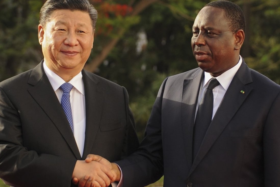 Chinese President Xi Jinping and President Macky Sall of Senegal at the Presidential Palace in Dakar on July 21. The visit included the signing of a trade deal. Photo: EPA-EFE/STR