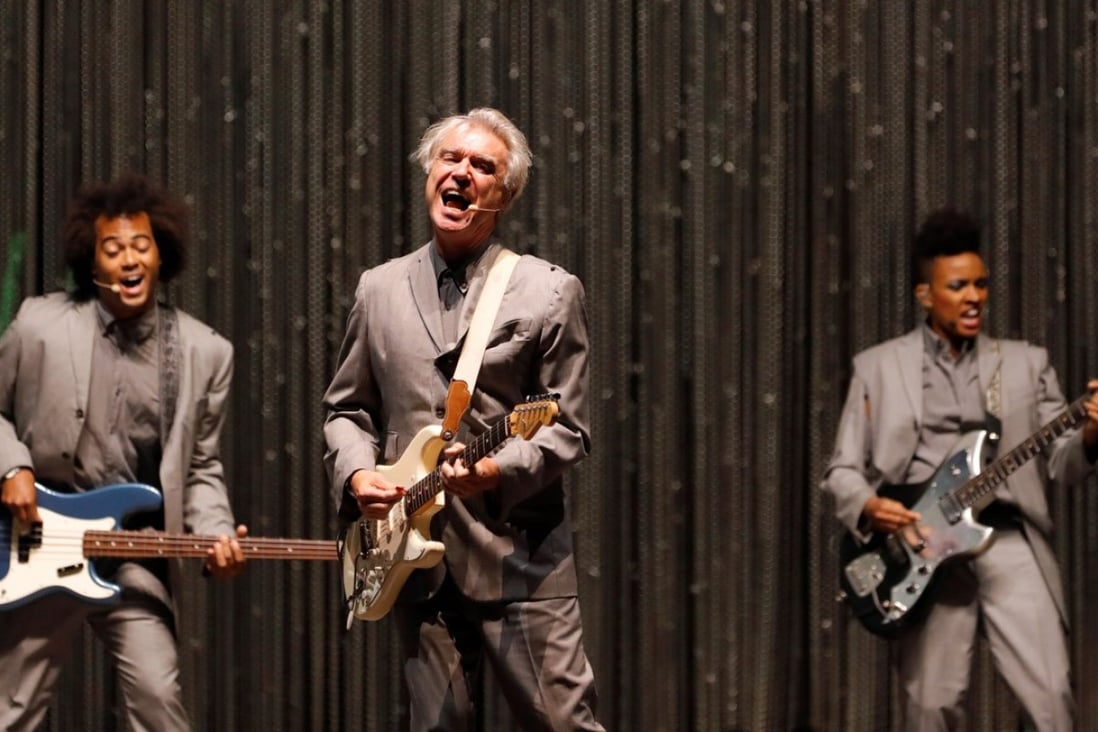British musician David Byrne, centre, performs in Madrid last month. Photo: EPA-EFE