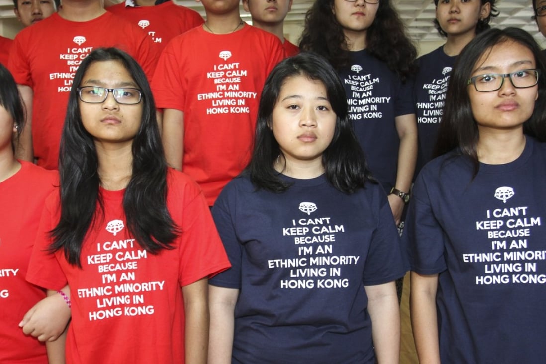 Nepali students let their T-shirts do the talking, as they seek to raise awareness on ethnic minority rights, in March 2014. Photo: Handout