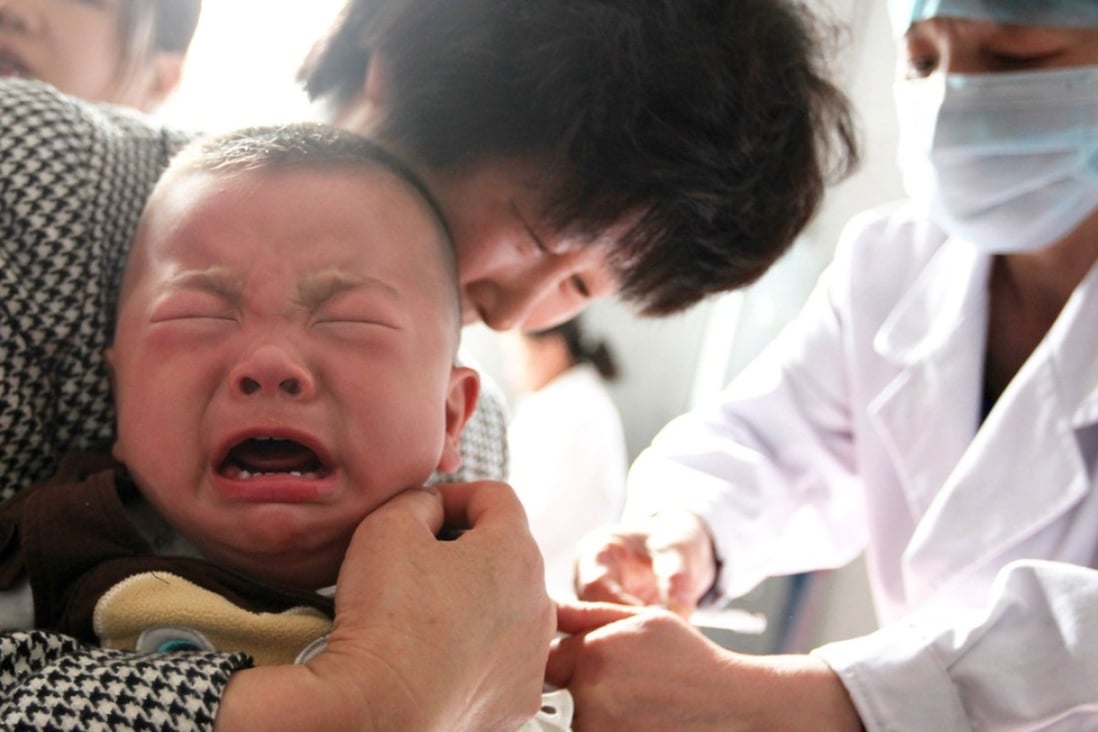 A child receives a vaccination shot at a hospital in Huaibei in China's eastern Anhui province. Photo: AFP