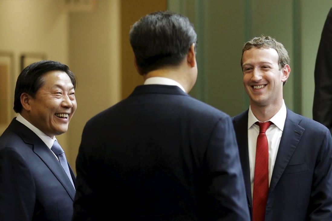 Chinese President Xi Jinping talks with Facebook Chief Executive Mark Zuckerberg in Washington. Photo: Reuters