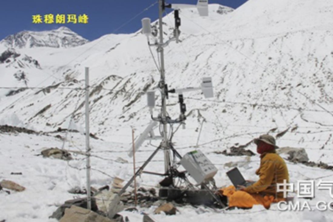 A Chinese weather monitoring station on Mount Everest. Photo: China Meteorological Administration