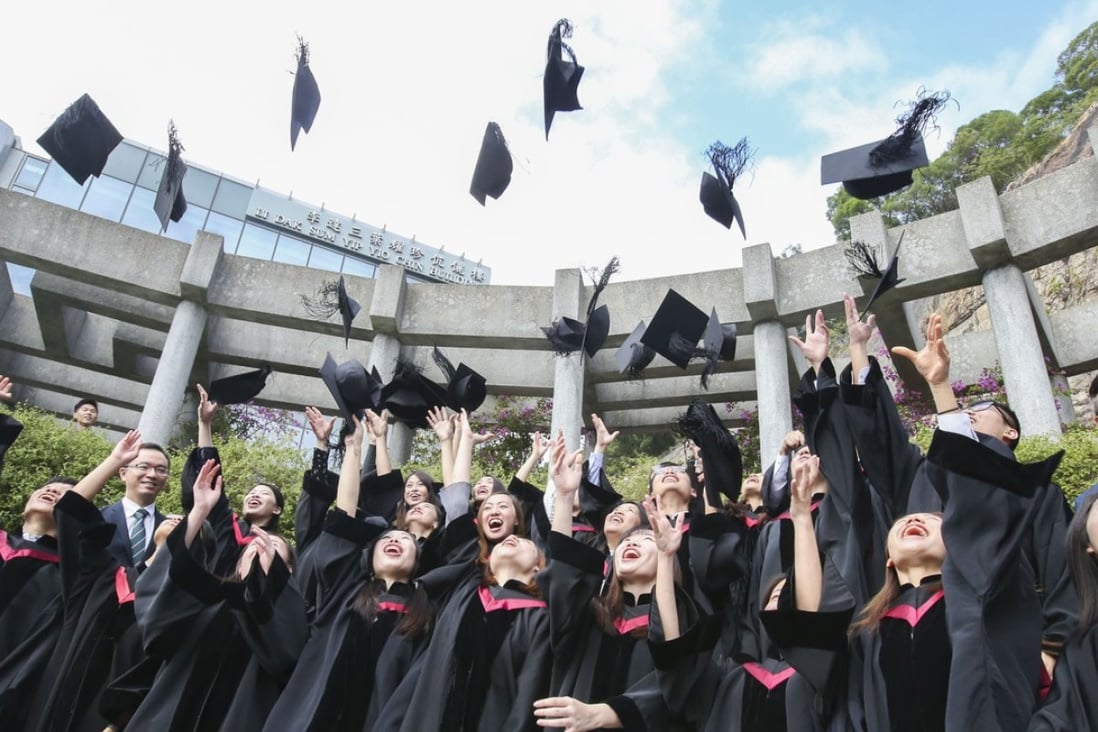 Students celebrate graduating from the Chinese University of Hong Kong. Photo: David Wong