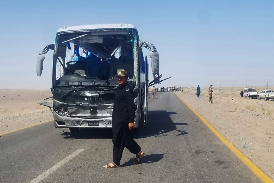 A suicide bomber struck a bus carrying Chinese engineers in the Baluchistan province on Saturday, wounding three of them as well as three paramilitary guards. Photo: AFP
