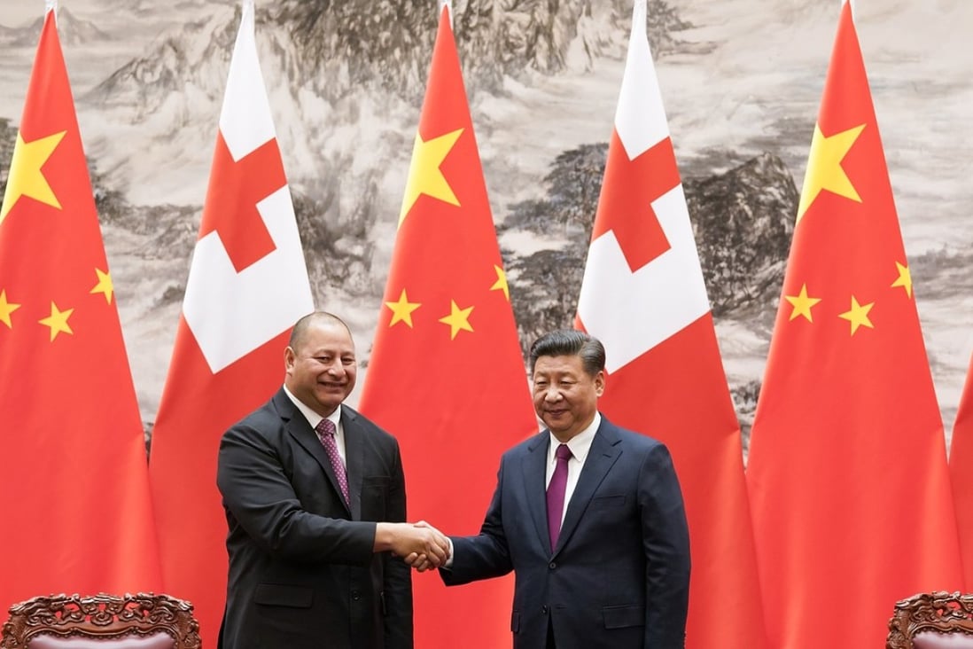King Tupou VI of Tonga pictured with President Xi Jinping during his visit to China earlier this year. Photo: AFP