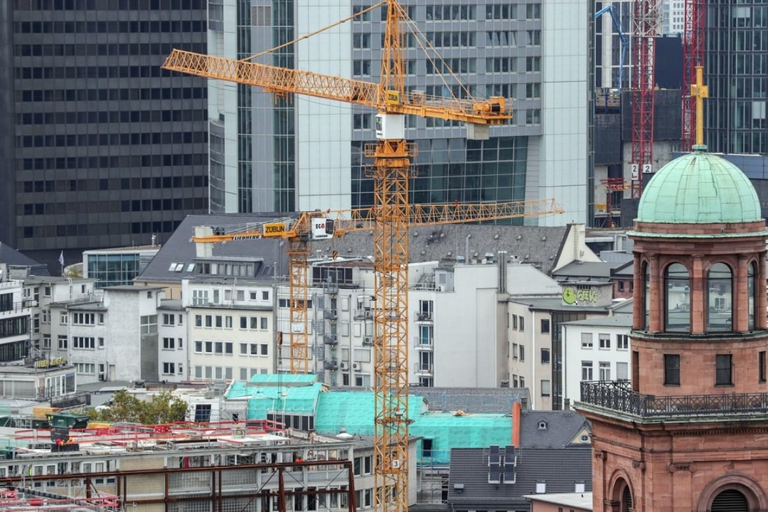 View over a construction site and the top of the St. Paul's Church in Frankfurt Main, Germany. Photo: EPA