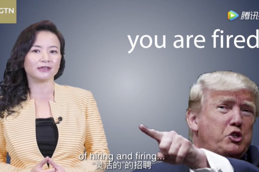 A screengrab from CGTN’s now-deleted video, ‘Thanks Mr. Trump, you are GREAT!’ Photo: CGTN via YouTube