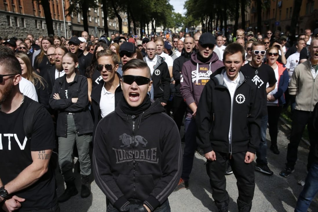 Supporters of the neo-Nazi Nordic Resistance Movement. Photo: EPA